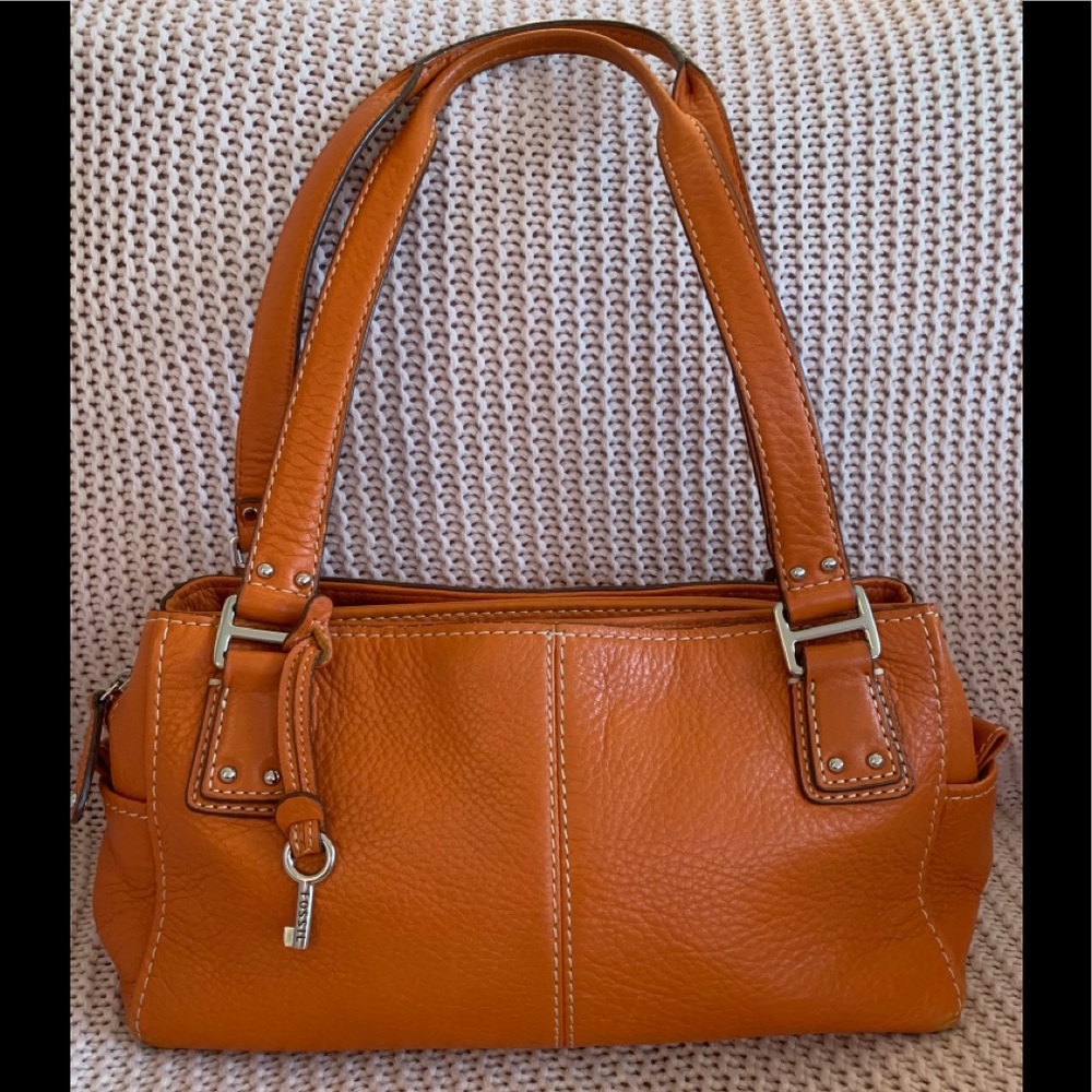 Fossil Orange Leather Satchel